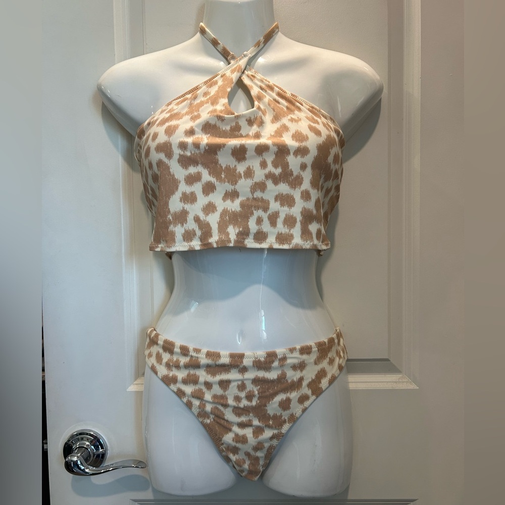NWT Aerie Longline Halter Bikini Top and Bottom in Toasty
